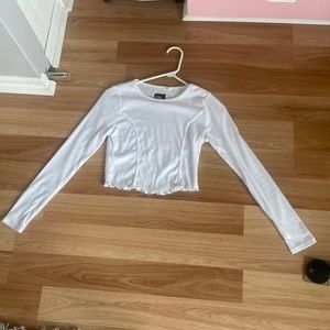 white cropped longsleeve shirt from PacSun